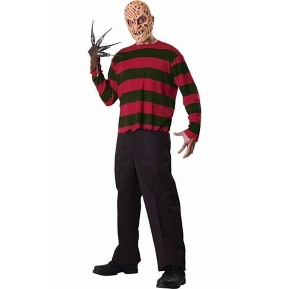 A Nightmare on Elm Street Freddy Krueger Costume Mens OS Red Striped Mask‎ Glove